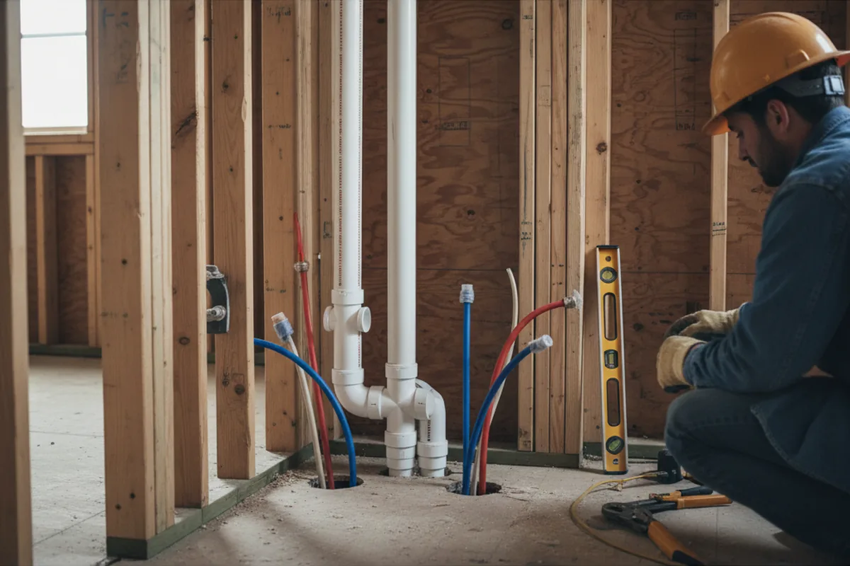 Drain and supply rough-in during Garbage Disposal Repair in Rancho Santa Fe